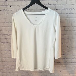 J. Jill White V-Neck 3/4 Sleeve Tee